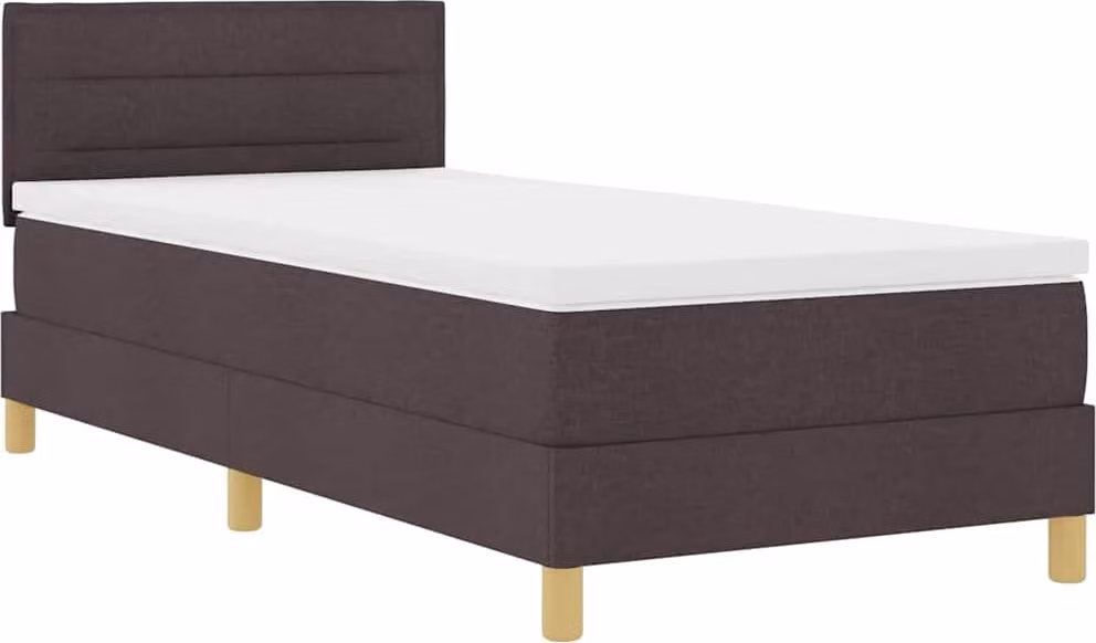 Letto boxspring a LED vidaXL con testiera, marrone scuro, 100 x 200 cm, tessuto