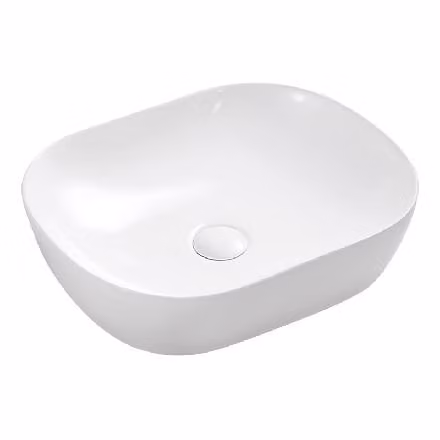 Mereo Keramika - Lavabo da appoggio, 465x375 mm, senza troppopieno, senza foro per rubinetto, bianco UC473812O