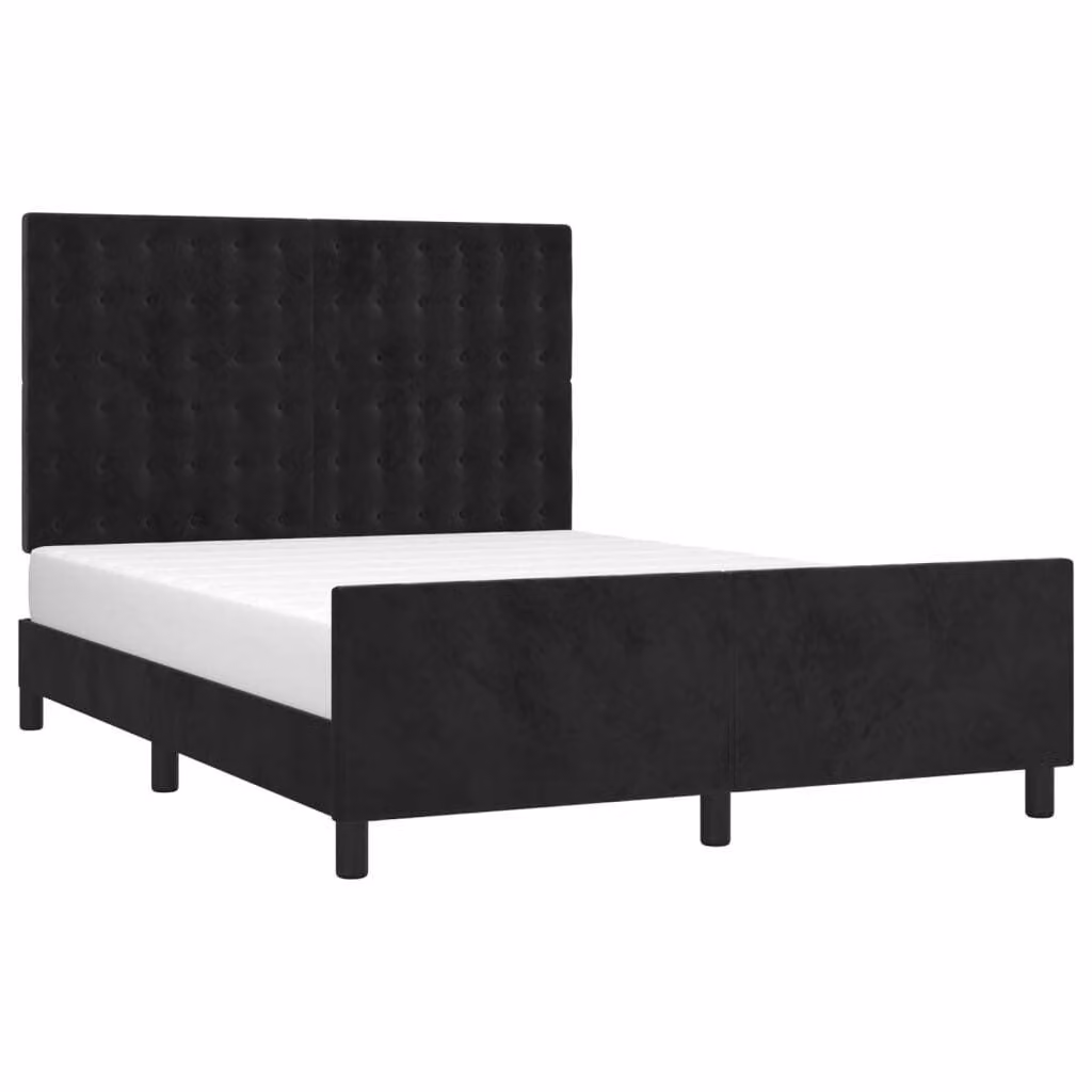 Giroletto senza Materasso Nero 140x190 cm in Velluto
