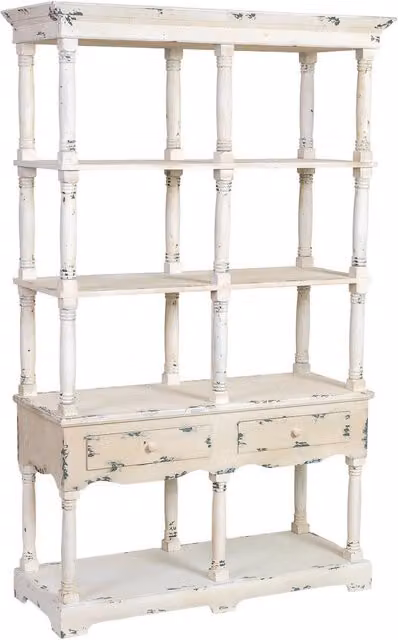 Scaffale in legno di abete bianco invecchiato WANDERLUST DECO L: 129,5 cm, P: 49,5 cm, H: 207 cm