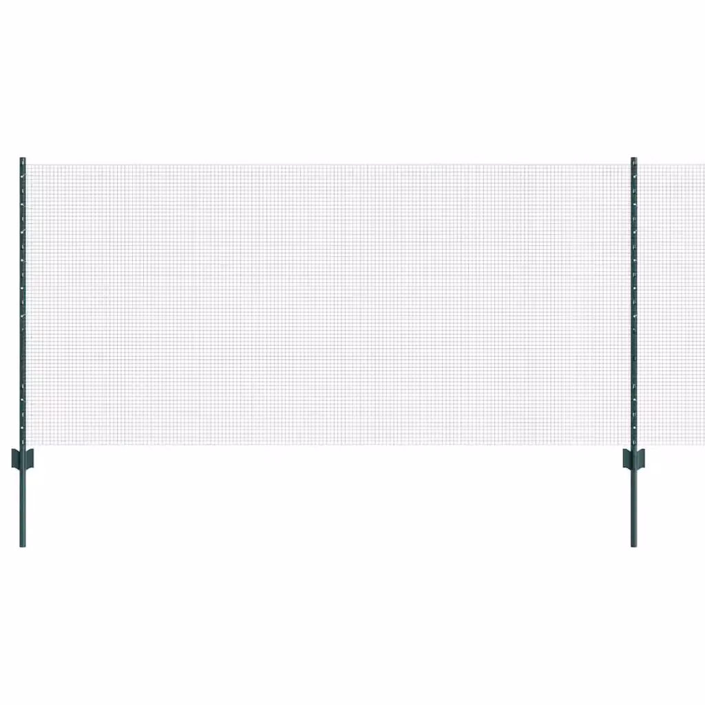 Recinzione in rete saldata con pali vidaXL, colore verde, in acciaio e PVC rivestito in polvere, L: 100 m, H: 1 m
