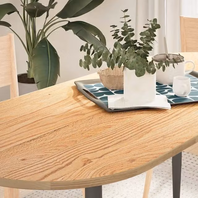 Piano per Tavolo in Rovere Massello Ovale vidaXL, Colore Marrone, L 140 x P 60 x H 2 cm – 1