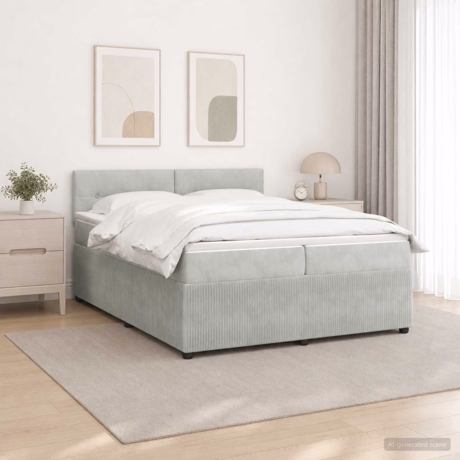 Letto box spring ibrido vidaXL con materasso a molle insacchettate e illuminazione sottostante, Grigio, 200 x 200 cm
