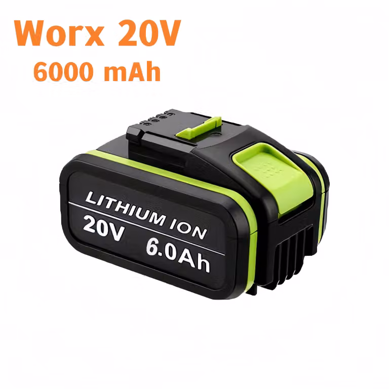 Batteria di ricambio Worx 20 V 6,0 Ah Li-Ion, compatibile con WA3551 WA3551.1 WA3553 WA3556 WA3572, indicatore LED