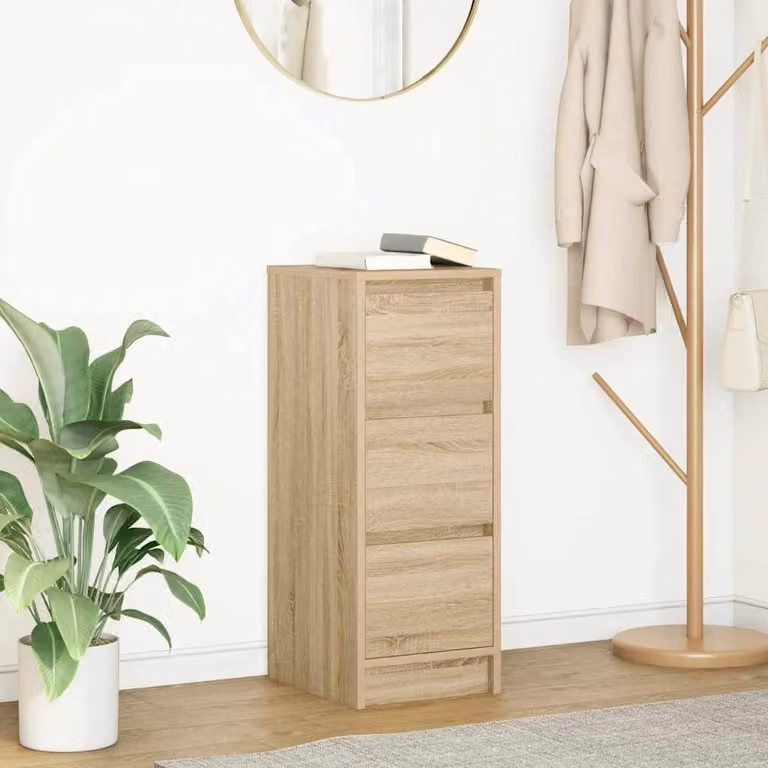 Credenza moderna vidaXL in legno multistrato e MDF, colore rovere sonoma beige e marrone, L/P/H: 29,5 x 34 x 76 cm