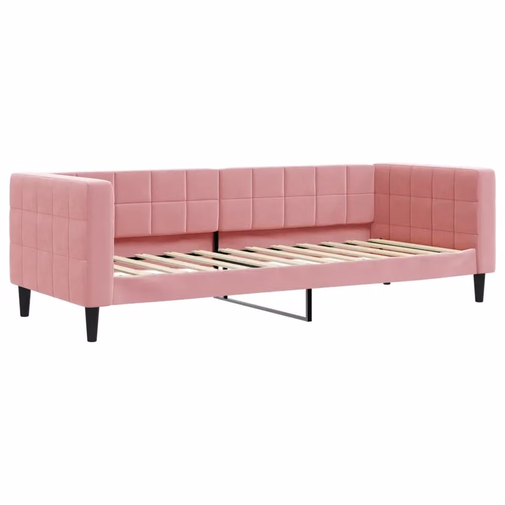 Letto da giorno rosa in velluto vidaXL L/P/H: 200 x 90 x 68 cm – 2