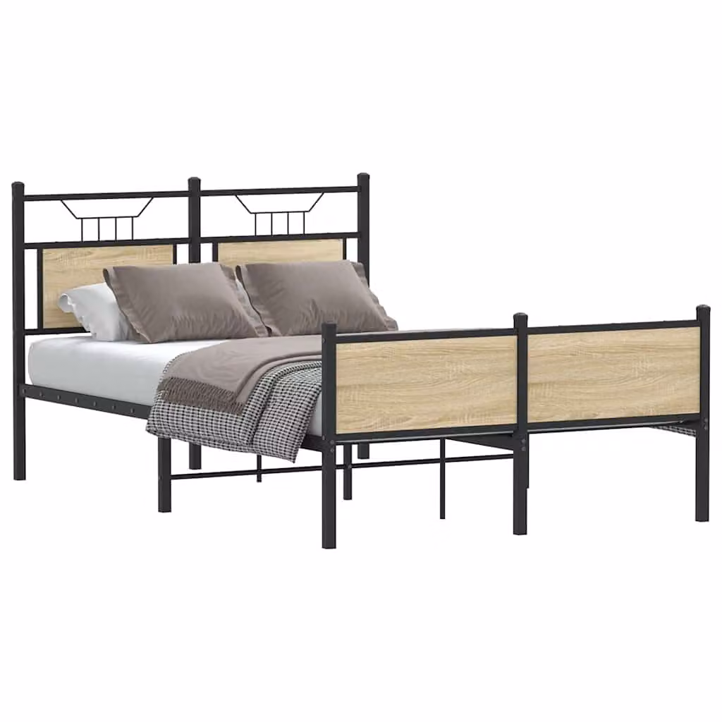 vidaXL Giroletto senza materasso in Rovere Sonoma e metallo, L/P/H: 200 x 120 x 76,5 cm