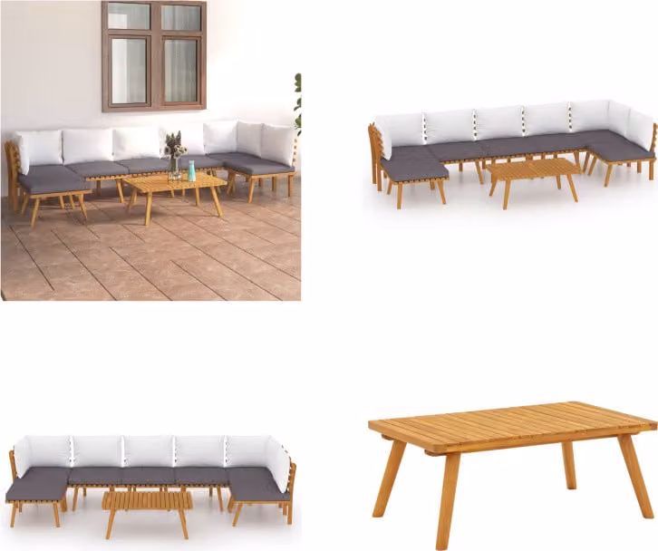 vidaXL set salotto da giardino 8 pezzi con cuscini in legno massiccio di acacia - Set salotto da giardino - Set salotto da giardino - Mobili da giardino - Mobili da giardino
