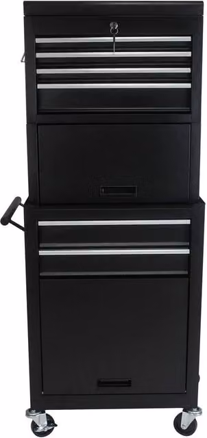 Cassettiera con ruote e cassetti rimovibili MINIMAL in acciaio nero per garage L: 110 cm, P: 60 cm, H: 33 cm
