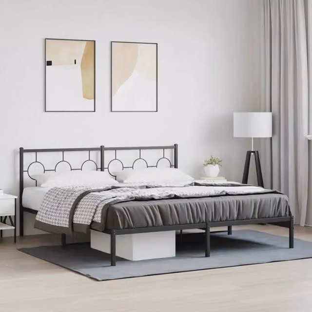 Letto con testiera in metallo nero vidaXL L/P: 180 x 200 cm