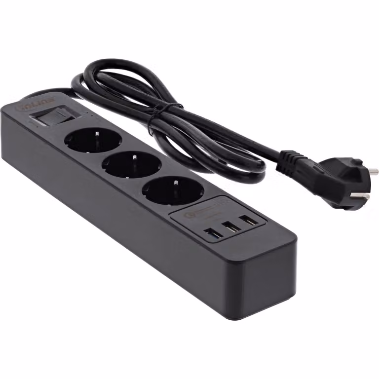 Presa multipla InLine - AC 220-250 V - 4000 Watt - Connessioni di uscita: 3 (3 x USB tipo A, 3 x alimentazione tipo F)