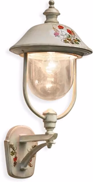 Applique Classica Esterno Bari Metallo Ceramica Bianco Sfumato Oro 1 Luce E27
