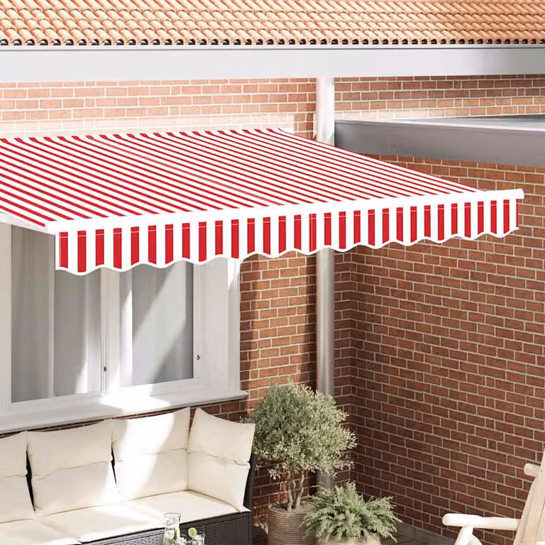 Maison Exclusive - Sostituzione volantino per tenda da sole, motivo a righe rosse e bianche, in poliestere, per tenda da sole da 2,5 metri