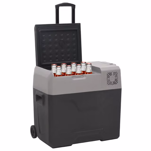 Borsa Frigo con Ruote vidaXL in Plastica, Colore Nero e Grigio, L/P/H: 38,0 x 37,5 x 61,0 cm