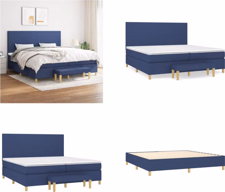 vidaXL Letto a molle con materasso in tessuto blu 200x200 cm - Letto a molle - Boxspringbetten - Bett - Schlafzimmermöbel