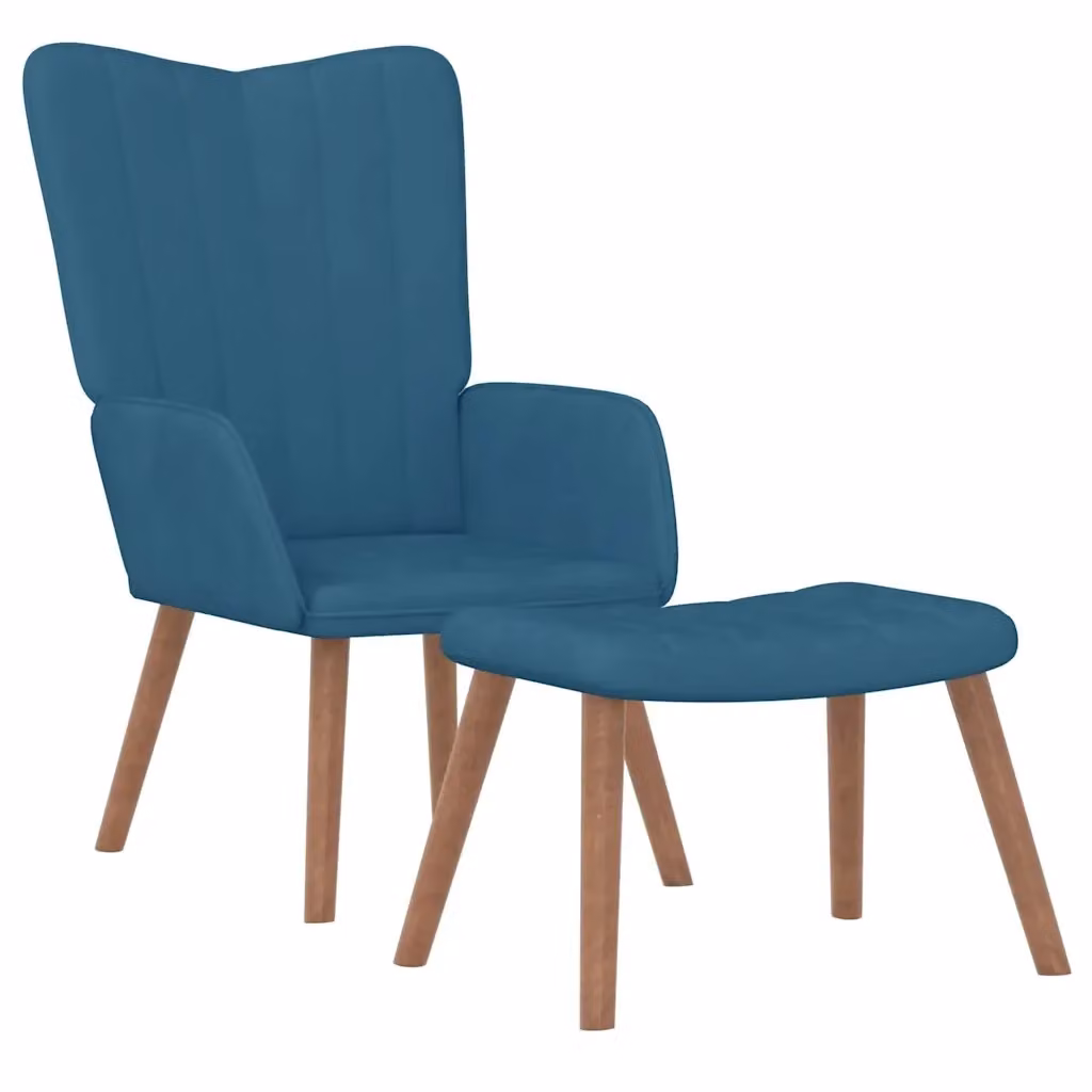 Poltrona Relax con Poggiapiedi in Velluto Blu 914536 – 2