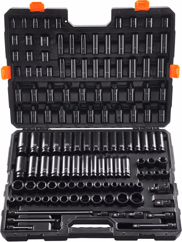 Set di chiavi a bussola da 130 pezzi 3/8 1/2 pollici SAE metrico rimovibile