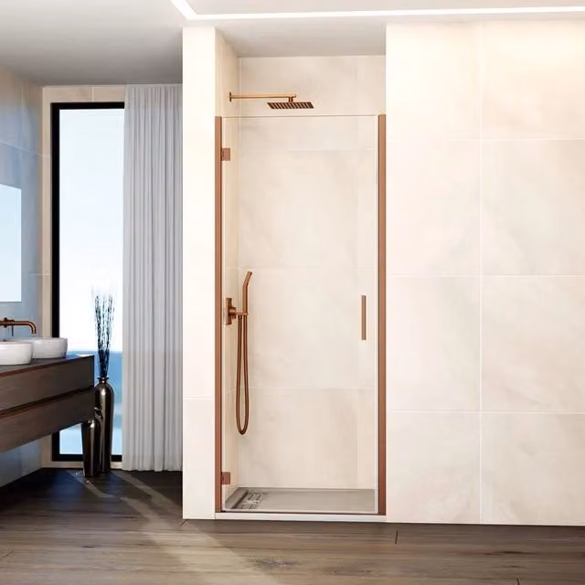 Box doccia frontale GLASS 1 porta battente 75 cm (70,7-75,2) rame trasparente