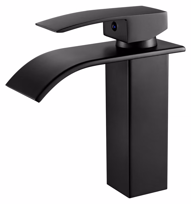 Rubinetto da bagno a cascata, nero, 1 pezzo, modello H59, in ottone