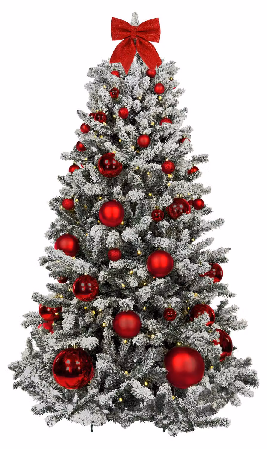 Albero di Natale artificiale decorato con 85 ornamenti NATALE ROSSO 240 cm con supporto e ornamenti natalizi