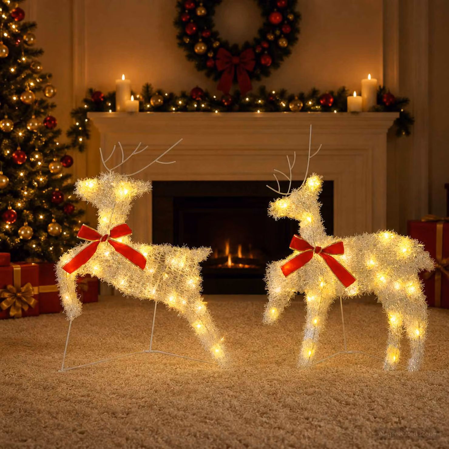 vidaXL Renna di Natale 2 pz 40 LED Bianco caldo 43 x 19 x 65 cm