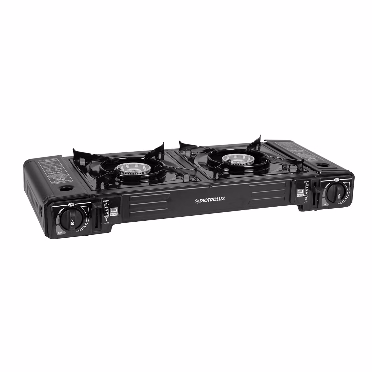 DICTROLUX Fornello Portatile a Gas Butano con Valigetta, Nero, L: 62,5 cm, P: 28 cm, H: 8 cm – 1