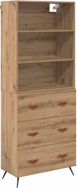 Credenza | Madia | Buffet da pranzo | Armadio da pranzo con cassetto Rovere artigianale 69,5 x 34 x 180 cm