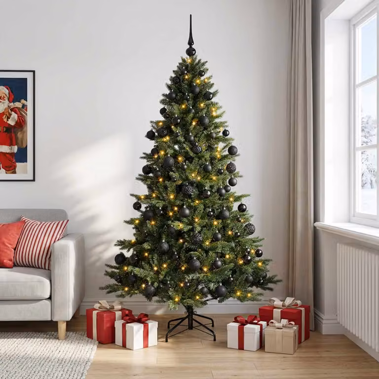vidaXL Albero di Natale artificiale con palline 210 cm 300 LED