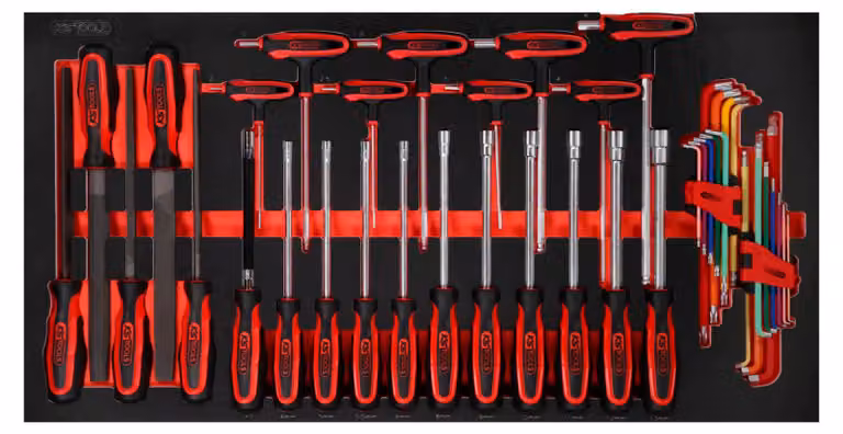 KS TOOLS Set di cacciaviti e lime con inserto in schiuma 42 pezzi - 813.0042