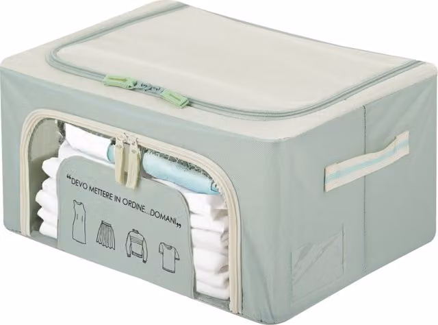 Organizer per armadio KASANOVA in plastica verde con doppia cerniera, L 40 cm x P 20 cm x H 30 cm