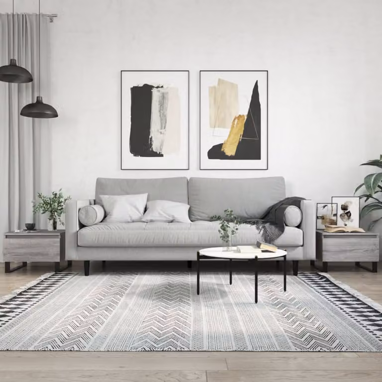Set di 2 tavolini da salotto moderni vidaXL in legno e metallo, colore grigio e bianco, L/P/H: 50 x 46 x 35 cm