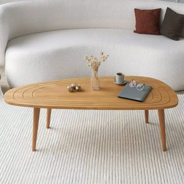 Tavolino da salotto ovale DMORA in legno rovere marrone, L: 115 cm, P: 50 cm, H: 38 cm – 1
