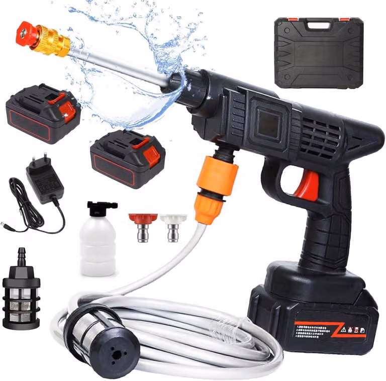 Idropulitrice a batteria - 21 V, con 2 batterie - Potenza: 300 Watt - Tubo flessibile da 5 metri - Portatile