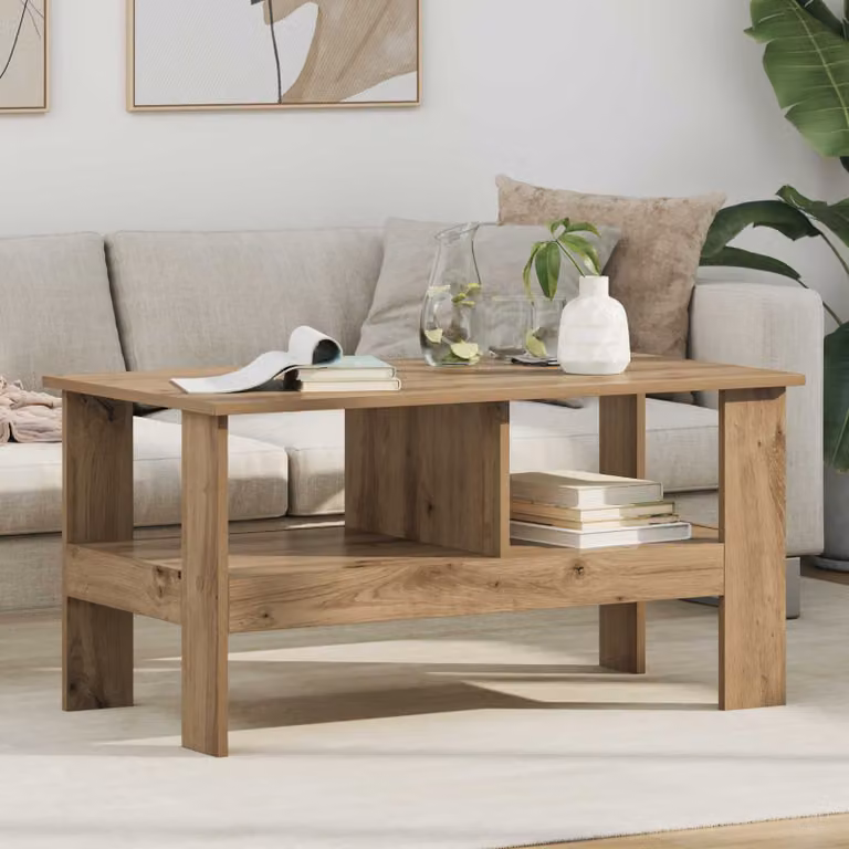 vidaXL Tavolino da salotto moderno in legno color rovere, L: 90 cm, P: 50 cm, H: 45 cm