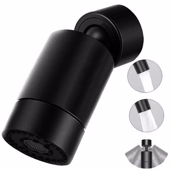 Ibenzoa® Adattatore universale per rubinetto, rotazione a 360°, con doppia funzione spray, 5 adattatori, realizzato in ABS resistente alla ruggine con rivestimento galvanico – 1 adattatore per cucina e bagno
