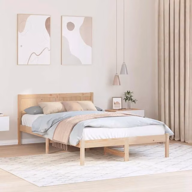 Struttura letto con giroletto in legno massello di pino marrone L 120 x P 200 cm