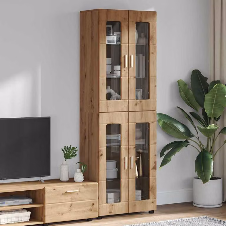 vidaXL Credenza FLORIN in Rovere Marrone con finitura opaca L: 60 cm, P: 35 cm, H: 182 cm