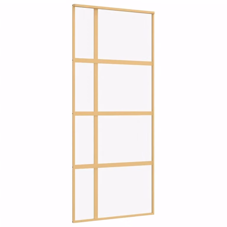 Porta Scorrevole Dorata 90x205 Vetro Trasparente ESG Alluminio
