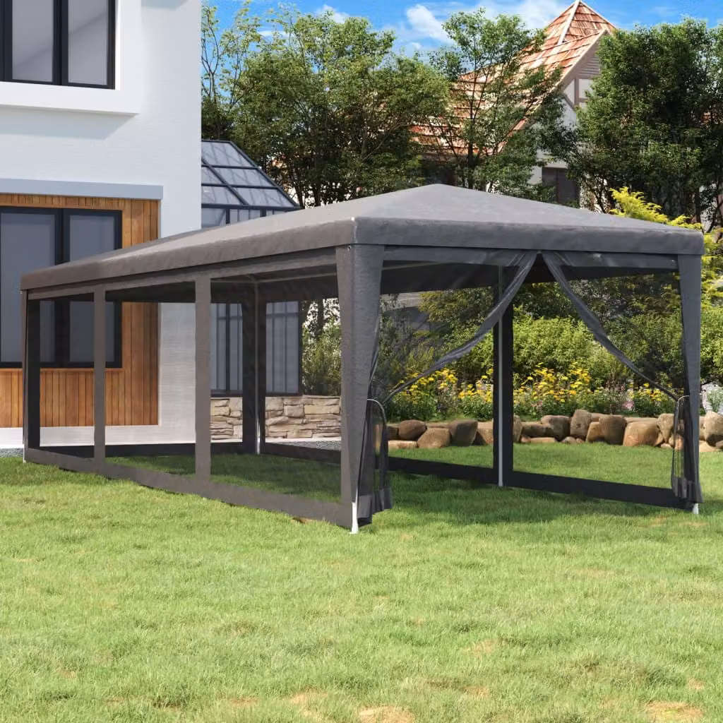 vidaXL Tenda per Feste con 8 Pareti in Rete Antracite L: 9 m, P: 3 m, H: 2,58 m