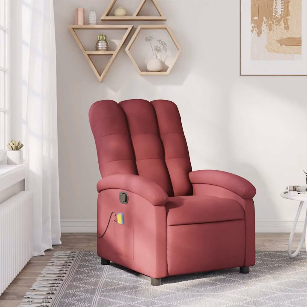 vidaXL Poltrona Relax Reclinabile in Tessuto con Braccioli, Colore Rosso