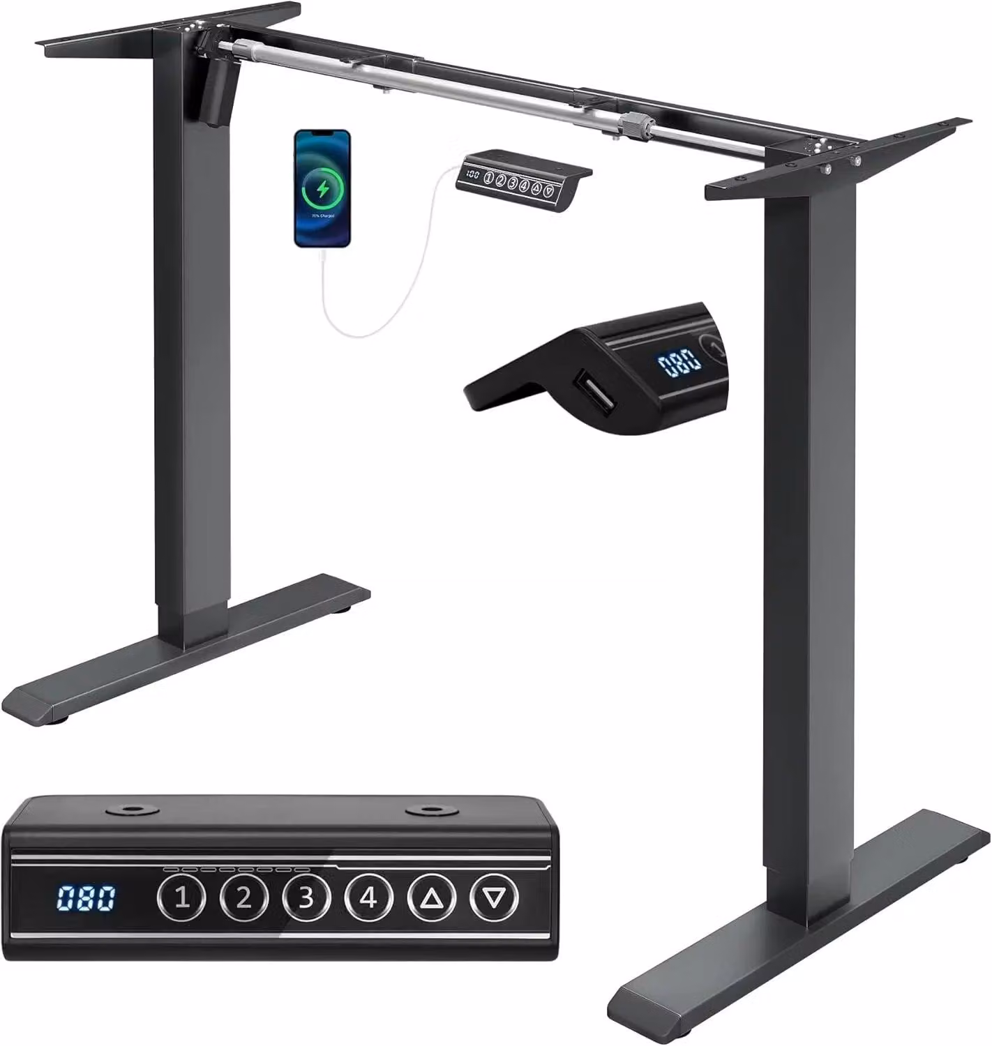 Struttura per scrivania elettrica - Regolabile in altezza - Controllo con memoria - Porta USB