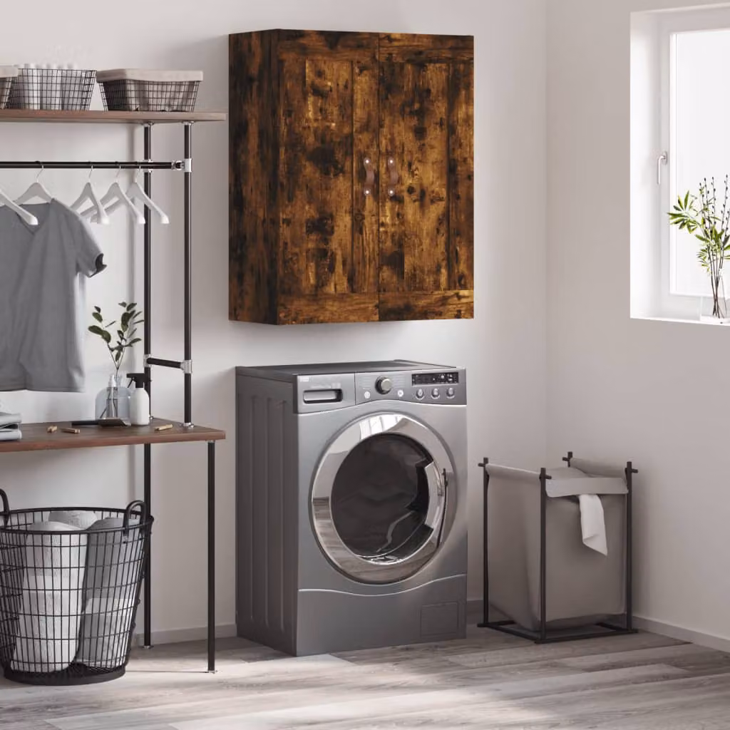 Mobile a parete vidaXL in legno Rovere Fumo, L: 69,5 cm, P: 34 cm, H: 90 cm
