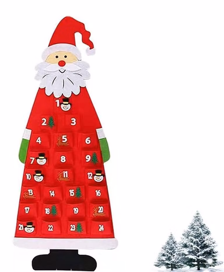 Calendario dell'Avvento in feltro con motivo natalizio