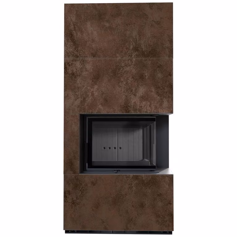 KRATKI FLOKI BOX Kit camino destro 8 kW Ø 160 quarzo sinterizzato OXIDE MORO rivestimento nero