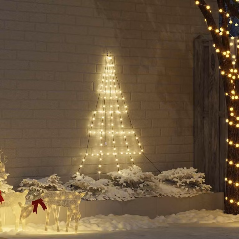 Maison Exclusive - Albero di Natale LED con picchetti da terra Bianco caldo 182 cm Metallo