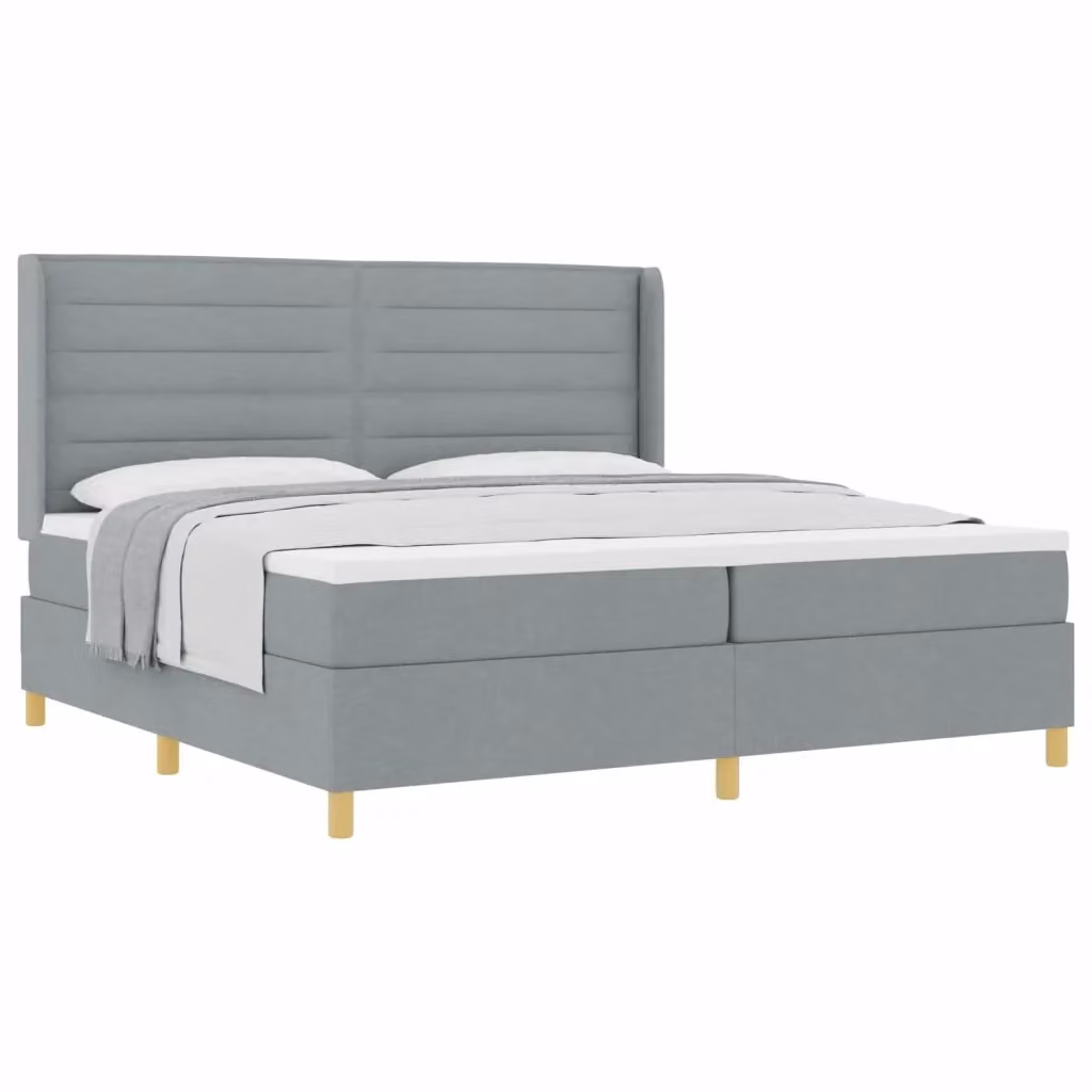 Letto a molle con materasso vidaXL in tessuto grigio e dettagli oro L/P/H: 200 x 200 x 128 cm – 2