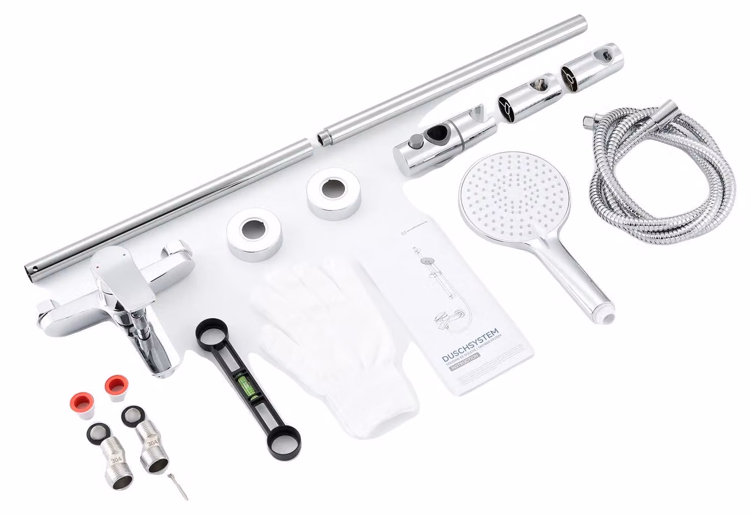 Miscelatore doccia, design a parete, set doccia a mano, cromo - 3 getti, G1/2, 70cm