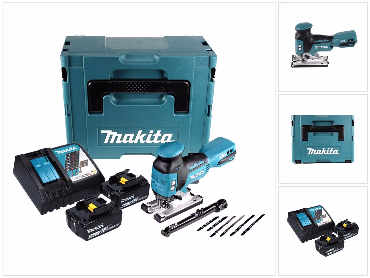Makita DJV 181 RGJ Seghetto alternativo a batteria 18V in valigetta Makpac + 2x Batterie 6,0 Ah + Caricatore