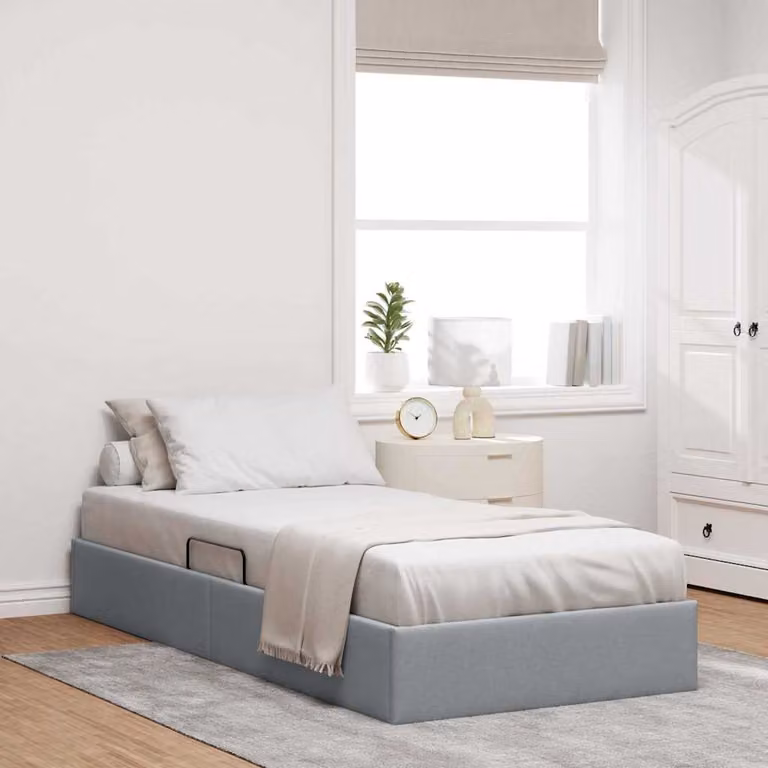 vidaXL Letto con Contenitore Moderno in Tessuto Grigio con Base a Sollevamento L/P: 100 x 200 cm