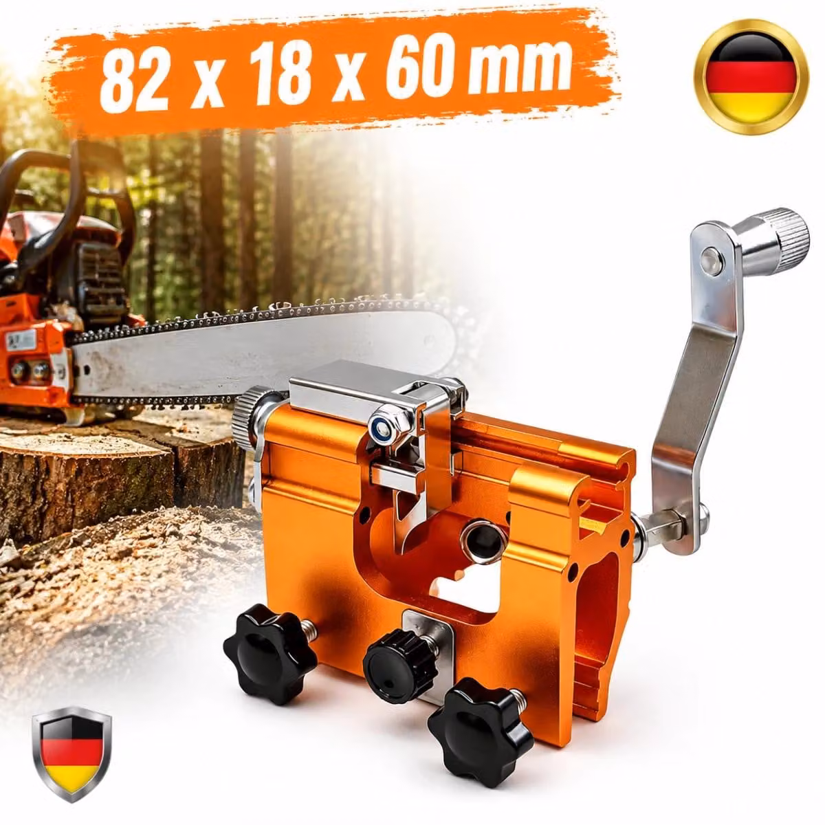 Affilatore per catene di motosega, con 5 mole, dotato di manovella manuale, compatibile con tutte le motoseghe con catene da 3/8 di pollice